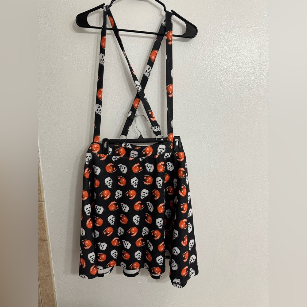 Hot Topic Halloween/Michael Myers Black and Orange Skirt with suspenders. - Picture 2 of 4